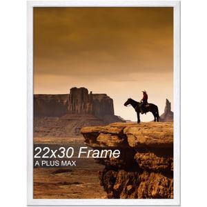 A PLUS MAX 22x30 Picture Frame White Light Weight Wall Mount | 22 x 30 Inch White Wood-grain Engineered Wood Material Frame for 22by30 Rectangular Photo Poster - 1 Pack/White/22x30