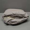 Brown Boho Blackout Curtains 2 Panels 63 Inch for Living Room Bedroom, Warm Taupe Linen Texture Farmhouse Curtains with Tassels and White Cotton Embroidery Vintage Rustic Country Western