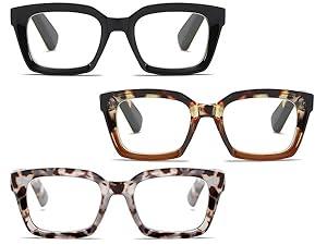  Progressive Multifocus Reading Glasses for Women, Pattern Print Blue Light Block Stylish Ladies Computer Readers