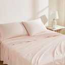 Linen Closet 100% Organic Cotton King Sheet 4 Pcs Set  Crisp Percale, Lightweight & Breathable Light Pink Bed Sheets,Deep Pocket up to 18 Naturally Cooling, Soft, Eco-Friendly,All Season Comfort