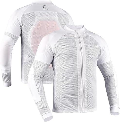 J.A.G. Motorcycle Mesh Shirt for Men with CE Certified Protective Padded Armors | All Season Motorcycle Riding Shirt White XXL