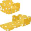 Toddler Couch, Kids Couch for Toddler Fold Out, 2-in-1 Convertible Kid Sofa to Lounger Bed for Girls and Boys, Ideal for Reading Sleeping Gaming Decor (Yellow)