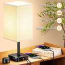 Remote Control Bedside Lamp with USB-C & USB-A Charging Ports, 2 AC Outlets, Stepless Dimming Nightstand Lamp for Bedroom- Touch & Remote Control,Warm Soft Light Table Lamp for Home, Office,Decoration