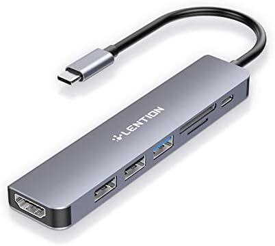 LENTION USB C Hub with 100W Charging, 4K HDMI, Dual Card Reader, USB 3.0 & 2.0 Compatible MacBook Pro, New Mac Air/Surface, Chromebook, More, Stable Driver Adapter (CB-CE18, Space Gray)