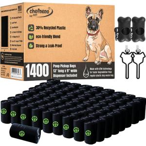 Dog Poop Bags Value Pack (1400 ct.) Extra Thick Strong Doggy Bags  Leak-Proof Biodegradable Poop Bags w/Dispenser Eco-friendly Landfill-Degradable Refill Rolls (Black, 70 Rolls, Unscented)