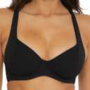 BECCA Womens Modern Edge Underwire Bikini Top, Adjustable, Tie Back, Swimwear Separates for Women (Large, Black)