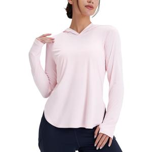 Women's Rash Guard Long Sleeve UV Sun Protection Shirts with Thin Hoodie UPF 50+ Lightweight SPF Tops for Hiking (XXL)