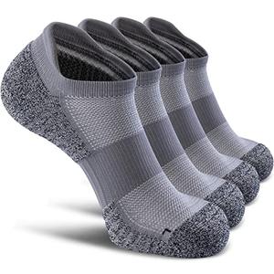 SITOISBE No Show Sports Compression Running Socks for Men Women Circulation 3-pairs, Low Cut Cushioned Socks Moisture Wicking Arch Support for Planter Faciatis Golf Exercise, Gray, X-Large