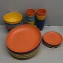 Wheat Straw Dinnerware Set of 32, Unbreakable Dinner Plates and Bowls Dishes Sets Service for 8,Dishwasher Safe Dinnerware Sets for Kitchen and Camping.Vibrant Series,