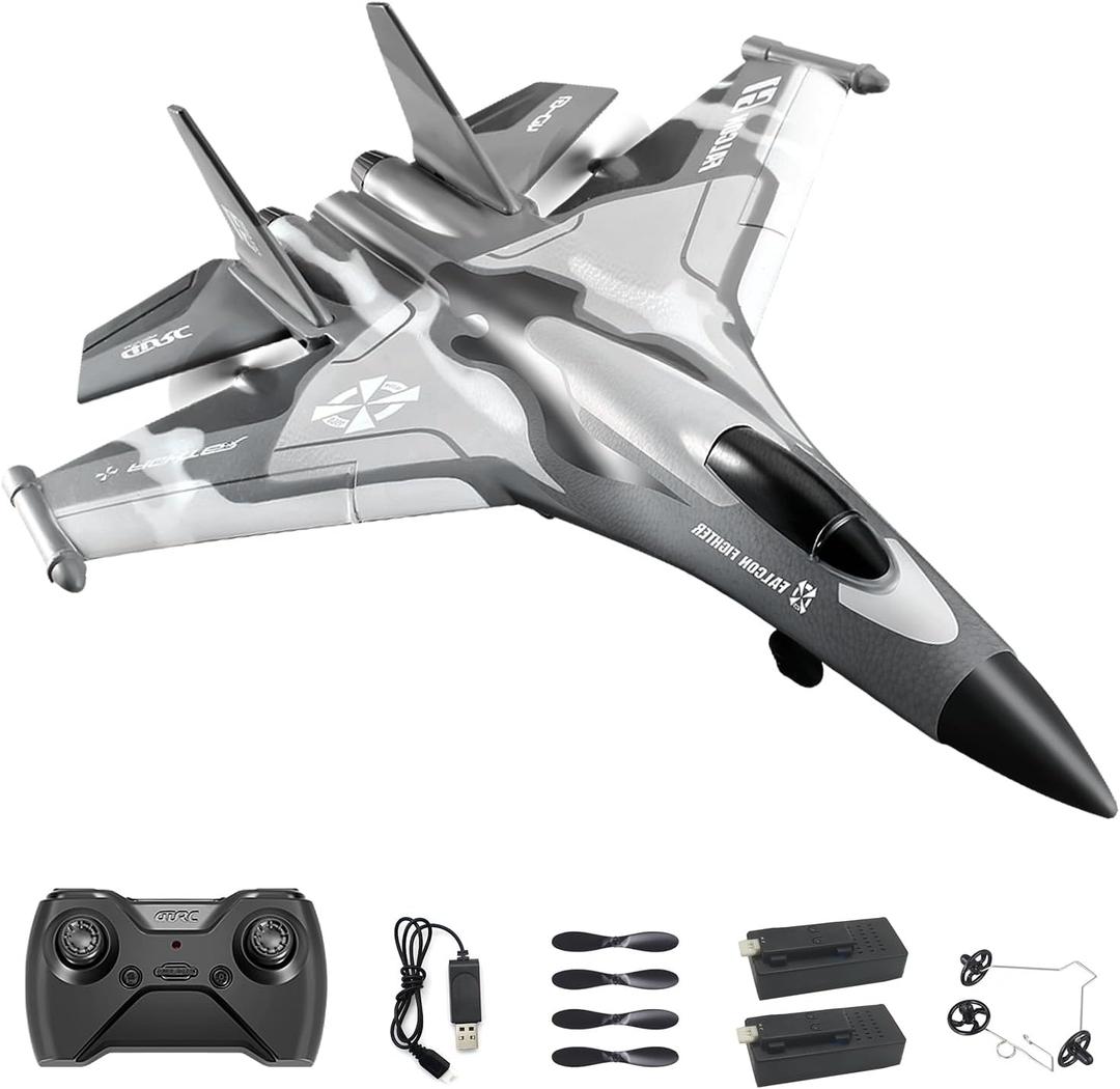 Rc Plane F-22, Stealth Raptor Remote Control Airplane 3 Channel Stunt Fighter with 3 Modes Xpilot Stabilization System Easy Fly for Beginners, Aircraft Toy Gift for Adults