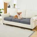 DISSA Waterproof Couch Cushion Covers, Washable Sofa Cushion Covers, Stretch Sofa Slipcovers, Sofa Seat Couch Sofa Covers for Pets Furniture Protector(3-Pieces Sofa Cushion, Light Gray)