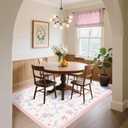 GarveeHome Pink and Blue 8x10 Bow Rug for Living Room, Pink Rugs for Bedroom Girls with Soft Low Pile, Floral Pastel 8x10 Area Rugs for Dining Room Nursery Kid Playroom Dorm Office Bow Decor