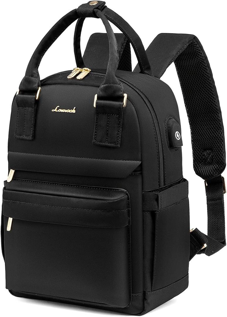 LOVEVOOK Mini Backpack for Women Stylish Waterproof Backpack Purse with USB Port, Cute Bookbag for College School Travel (11 Inch, Black)