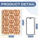 SNNDER Soft Pretzel Pattern Spiral Notebooks, Bakery Journaling Notebook for Writing, Pretzel Lover Gift, Kitchen Food Notebook for Note Taking, 5.5x8.3 Inch