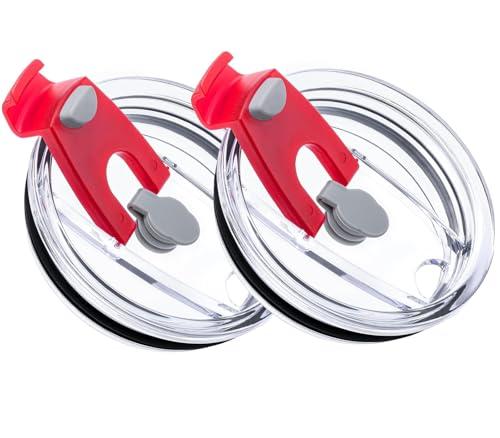 20 oz Tumbler Lids, 2 Pack Spillproof Splash Resistant Lid for Yeti,Beast,Juro,Ozark Trail,Atlin,Coffee Mug and More Cooler Cup,Covers for 20 Ounce Tumbler (Red, 20 OZ)