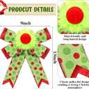 2 Pack Red Green Christmas Bows Decorations 9"x13" Large Plush Wreath Bows Ornaments with Green Red Dot for Xmas Tree Home Fence Stairs Fireplace Front Garland Indoor Outdoor Decor