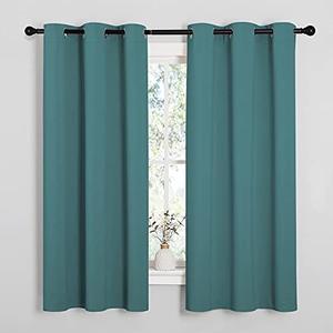 NICETOWN Thermal Insulated Solid Grommet Blackout Curtains/Drapes/Panels for Dining Room (Sea Teal, 1 Pair, 42 by 63-Inch)