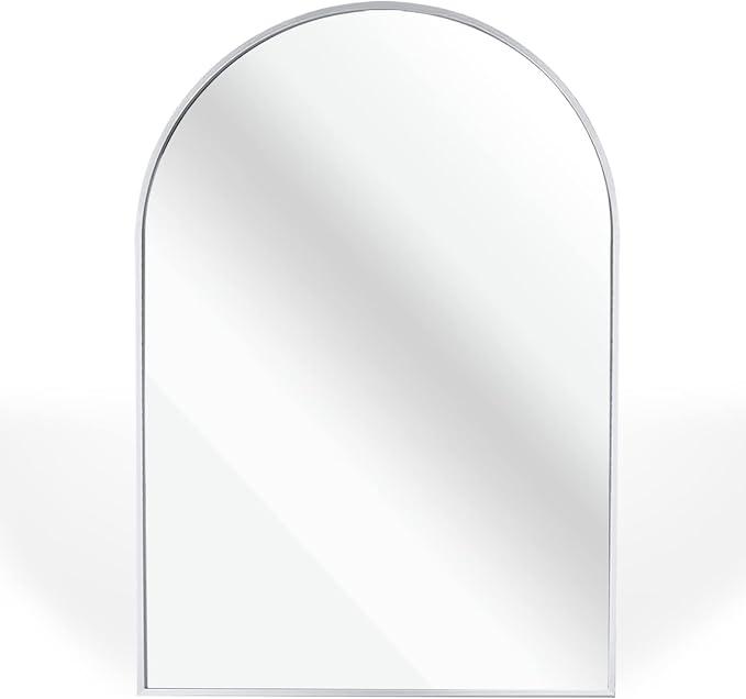 16x24 Arch Bathroom Mirror, Wall Mounted Vanity Metal Frame Mirror for Bedroom, Entryway, Living Room (Silver)