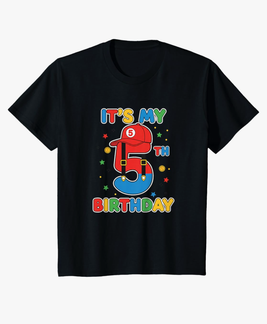 Birthday It's My 5th Birthday, Colorful Cap & Number T-Shirt, Youth XS