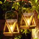 KOOPER Solar Lanterns Outdoor Waterproof - Upgraded Metal Hanging Solar Lights Outdoor Lanterns Decorative, Bright Bronze Hanging Lantern Outdoor for Yard Patio Table Pathway Garden Decor 2 Pack