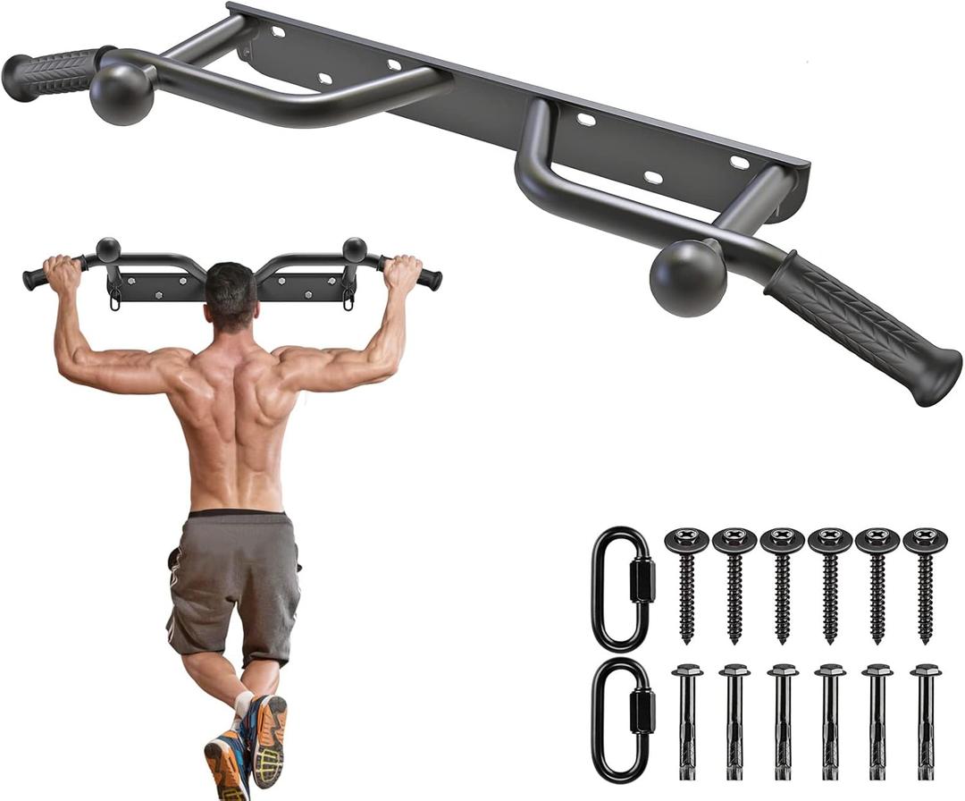Kipika Heavy Duty Wall Mounted Doorway Pull Up Bar, Multifunctional Chin Up Bar, Portable Fitness Door Bar, Body Workout Home Gym System (Multi Handle with Ball)
