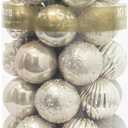 KI Store Autumnal Christmas Balls 34pcs 2.36-Inch Christmas Tree Decoration Ornaments for Xmas Tree Holiday Wreath Garland Decor Ornaments Hooks Included (2.36-Inch, Silver)