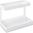 MARTY 2 Tier Spice Rack Organizer for Countertop, 15.8''L White Coffee Station/Bathroom Organizer Countertop, Counter Shelf Desktop Storage Organizer for Kitchen, Bedroom, Office