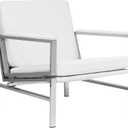 Atlas Modern Accent Chair in Blended Leather, Chrome/White