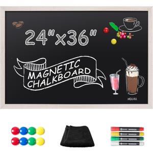 SELEAD Magnetic Chalkboard Words Sign - 24" x 36" Large White Frame Wall Decor Bulletin Chalk Board for Menu, Business, Restaurant, Farmhouse