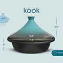 KooK Moroccan Tagine, Enameled Cast Iron Cooking Pot, Tajine with Ceramic Cone-Shaped Closed Lid, 3.3 QT, (Stone Blue)