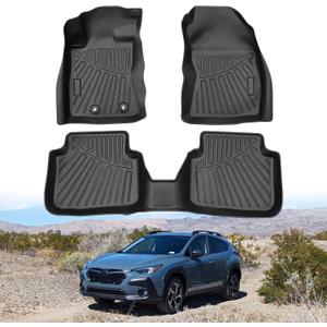 Powerty Floor Mats for 2024 2025 2026 Subaru Crosstrek Accessories All Weather Floor Liner 3D TPE 1st & 2nd Row Floor Mat Heavy-Duty Floor Liners