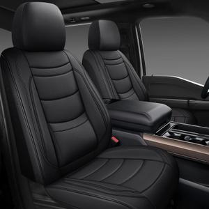 NS YOLO Leather Car Seat Covers Full Set,Universal Fit for Most Cars,SUVs and Sedans,Waterproof Luxury Leatherette Cushions, 5 Seats Protectors,Black