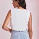 SweatyRocks Women's Floral Print Cropped Tank Top Crew Neck Sleeveless Y2K Summer Tops (White, XS)