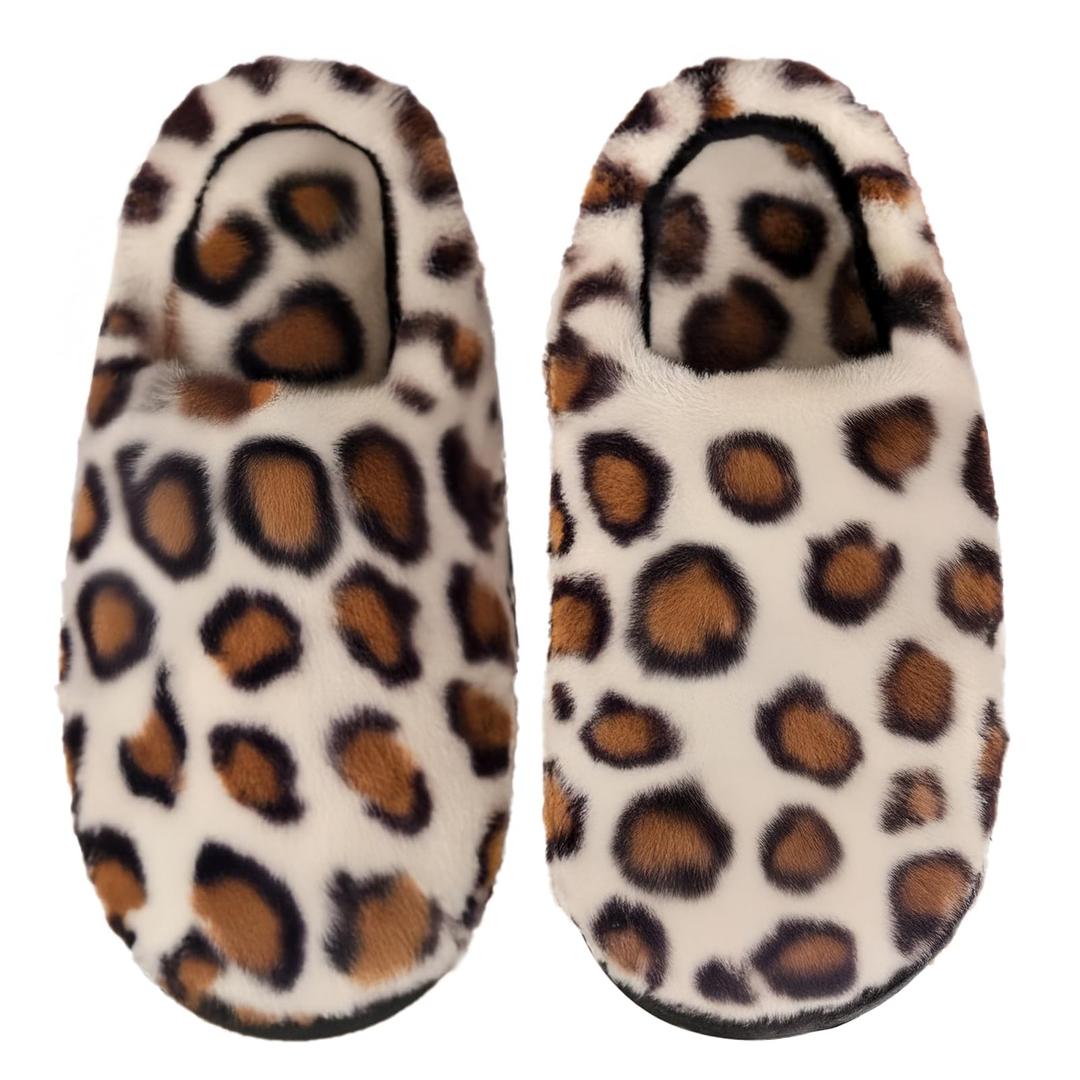 Afellicy Cheetah Pattern Slippers Leopard Fuzzy Scuff Slipper Size 6.5 Size 7.5