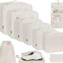 BAGAIL 8 Set Packing Cubes Various Sizes Packing Organizer for Travel Accessories Luggage Carry On Suitcase-Cream