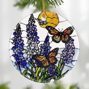 Butterfly & Lavender Ornament, Christmas Ornament  Christmas Tree Decor, Holiday Decoration, Stocking Stuffer, Festive Gift Idea, Gifts for Flower Lover, Butterfly Lover, and Friends