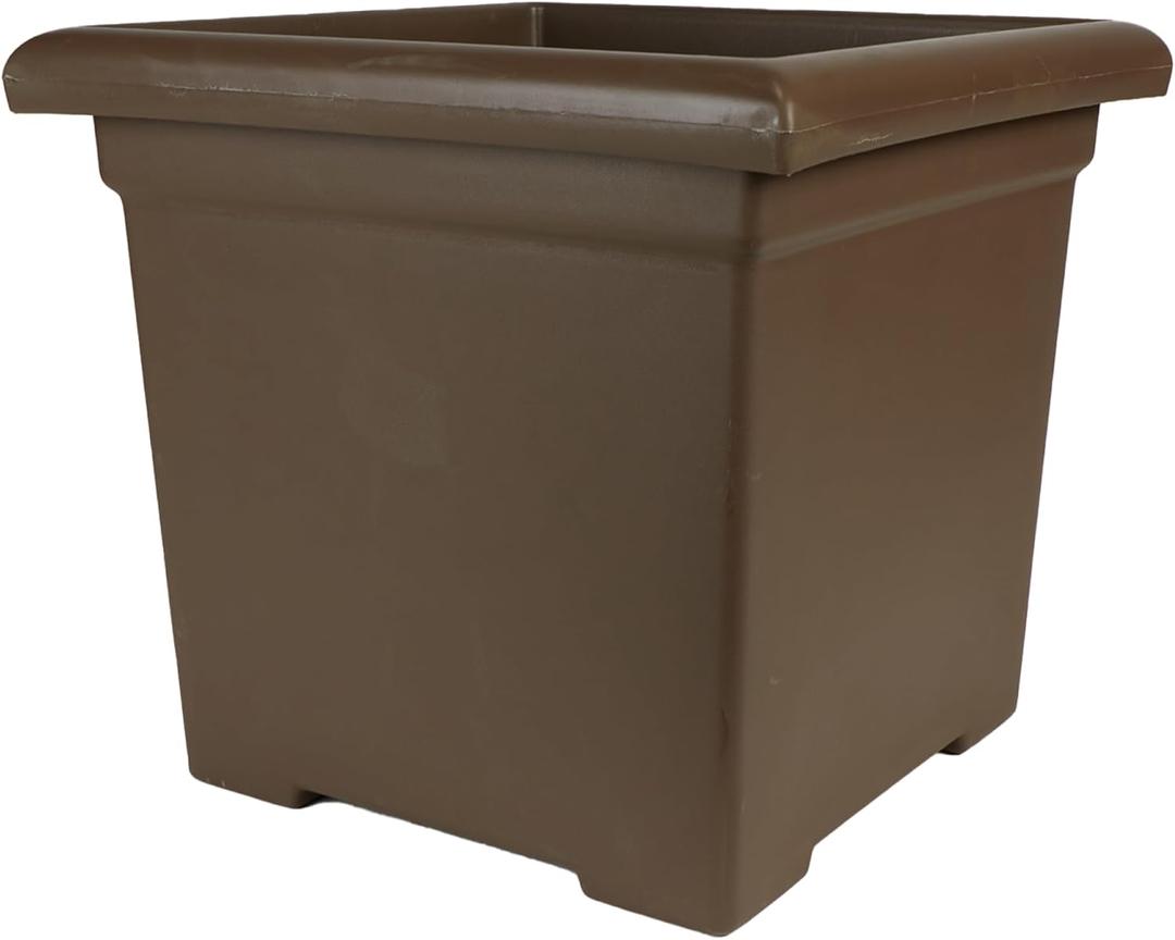 The HC Companies Accent Square Plant Pot w/Drainage - Classic Planters for Outdoor Plants & Indoor Plants - Lightweight & UV-Resistant Square Planter Box (15.5, Chocolate, Pack of 1)