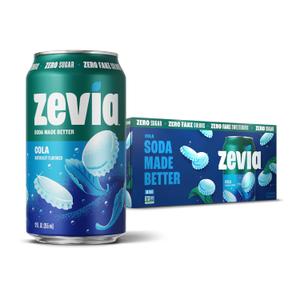Zevia Zero Sugar Soda, Cola, 12 oz Cans (8-Pack) Naturally Sweetened, Non-GMO Project Verified, Gluten-Free, Vegan (EXP 09/09/27)