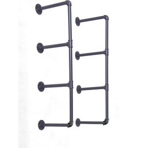 Diwhy DIY Industrial Black Pipe Bookshelf Wall Ceiling Mounted Open Bookshelf Parts Bracket Kit DIY Project (2 pcs 4 Tier Pipe Shelf) Plank not Included