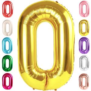 Number 0 Balloons 40 Inch Gold Number Balloons for 10 20 30 40 50 60 70 80 90 100 Numbers Balloon Birthday Decorations Wedding Event Baby Shower