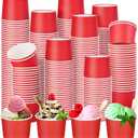 Nuenen 300 Pcs 8 oz Ice Cream Paper Cups Bulk Disposable Dessert Cups Solid Color Paper Dessert Bowls for Snack Sundae Party Favors Summer Ice Cream Bar Supplies (Red)