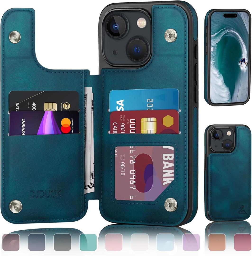 Designed for iPhone 15 Plus Case Wallet, Card Holder Case with [2 Screen Protectors][Magnetic Clasp Cover][RFID Blocking Leather] Shockproof Women Men Cases 6.7" for Apple 15 Plus Teal