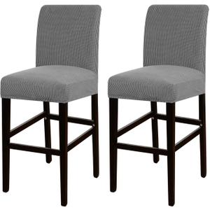 Turquoize Stretch Bar Stool Cover Counter Stool Pub Chair Slipcover for Dining Room Cafe Barstool Slipcover Removable Furniture Chair Seat Cover Jacquard Fabric with Elastic Bottom Set of 2,Dove