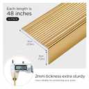 Raytano 10Pack 48" L Heavy-Duty Metal Stair Nosing, 1.2" x 2"W Self-Adhesive Non-Slip Aluminum Stair Edge Protector for Indoor and Outdoor Steps L- Molding (48in x 1.2 in x 2 in,Golden)