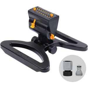Melnor 65131AMZ MiniMax Turbo Oscillator Sprinkler, 4000 sq. ft., 4-Way Adjustable, Quick Connect Bundle, Black, Yellow