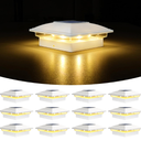 VOLISUN 12Pack Post Cap Light Solar: RGB Color Changing  Fence Post Lights Outdoor Waterproof for 4x4 x6 Wooden or 4x4 x5 Vinyl(White)