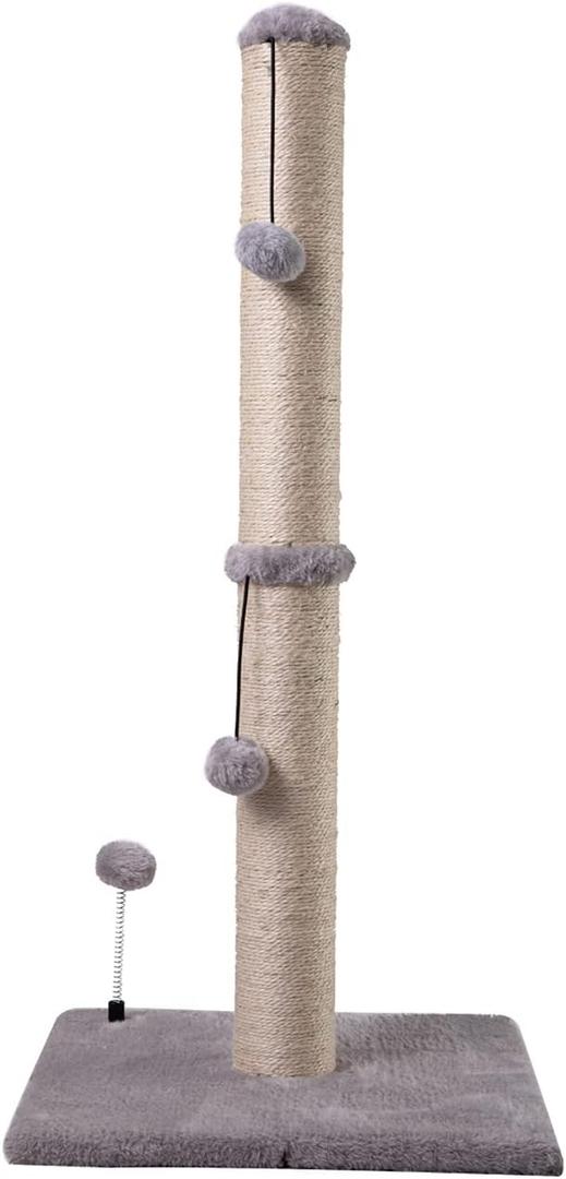 MECOOL 34 Tall Cat Scratching Post Premium Basics Kitten Scratcher Sisal Scratch Posts Trees with Hanging Ball for Indoor Cats, Gray