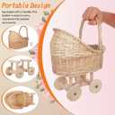 Stroller Shaped Flower Basket - Woven Rattan Basket with Handle Flower Girls Wedding Baby Shower Holder for Present And Wedding Decoration