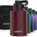 WATERSY 1 Gallon Water Bottle Insulated(Cold for 48 Hrs),BPA Free&Leak Proof,128oz Stainless Steel Water Jug,Big thermo,Large Water Bottle with Handle for Gym,Hiking,Camping&Travel,Brick Red