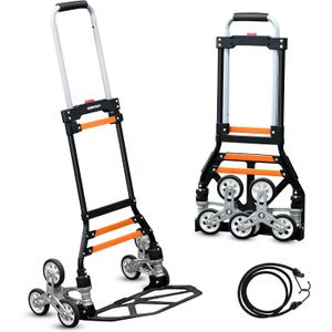 Upgraded Stair Climbing Cart, 280Lbs Heavy Duty Folding Hand Truck Dolly, Folding Shopping Cart, Portable Personal Stair Climbing Dolly with Bag for Moving, Luggage, Groceries, Travel, Office